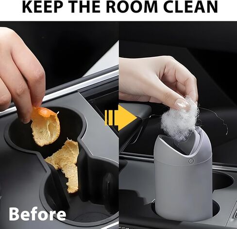 Car Trash Can with Lid, Silicone Leakproof Mini Round Vehicle Garbage Bin for Cup Holder, Portable Automotive Interior Waste Storage & Organizers Accessories, Universal Fit (Purple) in Saudi Arabia