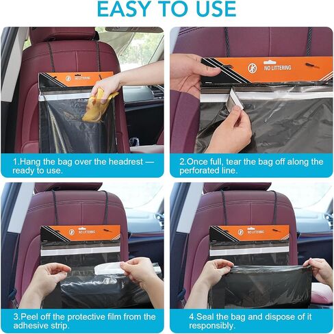 25 Pcs Disposable Car Trash Bag - Large Capacity - Car Garbage Bag Hanging from Headrest - Easy to Stick-On, Leakproof, Smellproof Car Trash Can, Puke Bags - Ideal for Travel, Camping, and Home Use in Saudi Arabia