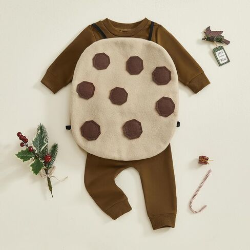 Toddler Cookie Halloween Outfits Long Sleeve Sweatshirt and Pants with Biscuit Set Baby Halloween Clothes in Saudi Arabia
