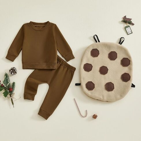 Toddler Cookie Halloween Outfits Long Sleeve Sweatshirt and Pants with Biscuit Set Baby Halloween Clothes in Saudi Arabia
