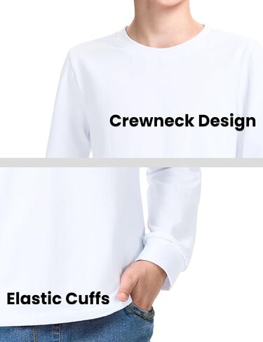 Auranso Boys Long Sleeve Shirts Crewneck Cotton Kids T-Shirts Solid Color Basic Tee Tops in Saudi Arabia