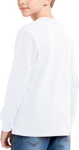 Auranso Boys Long Sleeve Shirts Crewneck Cotton Kids T-Shirts Solid Color Basic Tee Tops in Saudi Arabia