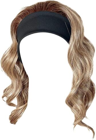 Kim Kimble 18" Wavy Waves Headband Wig, Long Layered Hair With Black Headband and Comb Clip, 3/4 Cap - Average Cap Size, MC4 10SS Espresso Martini in Saudi Arabia