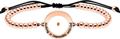 Round Charm Engraved with FAITH CAN MOVE MOUNTAINS/Nothing Is Impossible with God Mustard Seed Copper Beads Adjustable Bracelet Men Women Faith Jewelry in Saudi Arabia