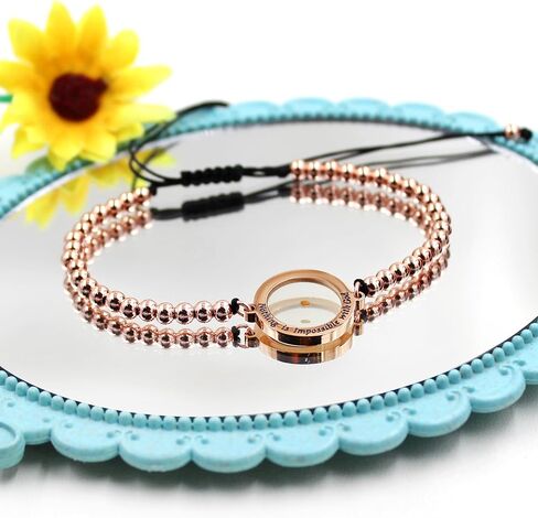 Round Charm Engraved with FAITH CAN MOVE MOUNTAINS/Nothing Is Impossible with God Mustard Seed Copper Beads Adjustable Bracelet Men Women Faith Jewelry in Saudi Arabia