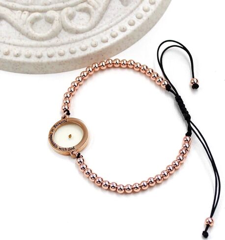 Round Charm Engraved with FAITH CAN MOVE MOUNTAINS/Nothing Is Impossible with God Mustard Seed Copper Beads Adjustable Bracelet Men Women Faith Jewelry in Saudi Arabia