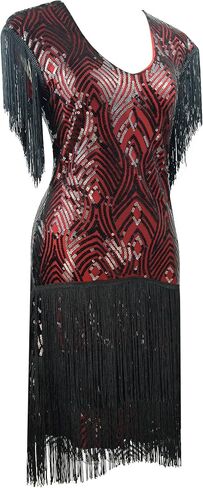LELOVEFU 1920s Art Deco Fringed Sequin Dress 20s Flapper Gatsby Costume Dress w/ 20s Accessories Set … in Kuwait