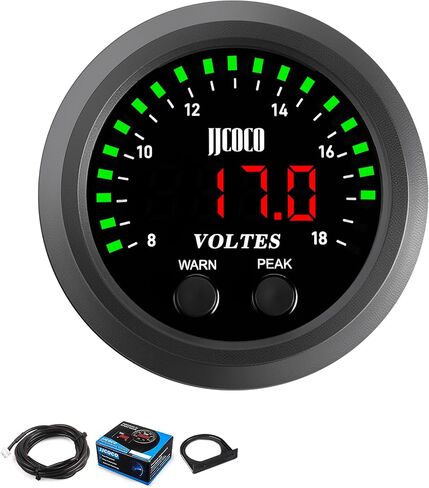 8 ~ 18V Voltmeter Gauge Digital Volt Gauge 12V/24V DC LED مجموعة عداد الجهد مع قوس التثبيت لسيارات سيارة السيارة 2-1/16 "52 ملم in Kuwait