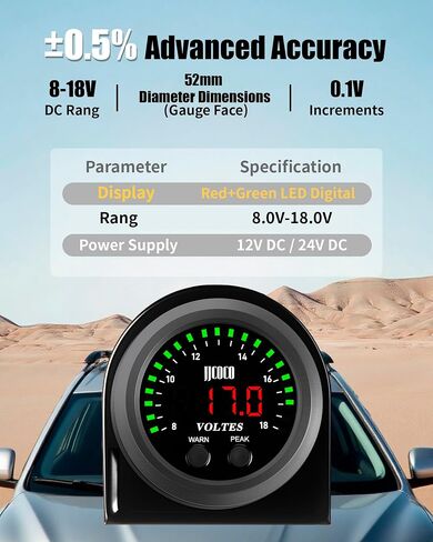 8 ~ 18V Voltmeter Gauge Digital Volt Gauge 12V/24V DC LED مجموعة عداد الجهد مع قوس التثبيت لسيارات سيارة السيارة 2-1/16 "52 ملم in Kuwait