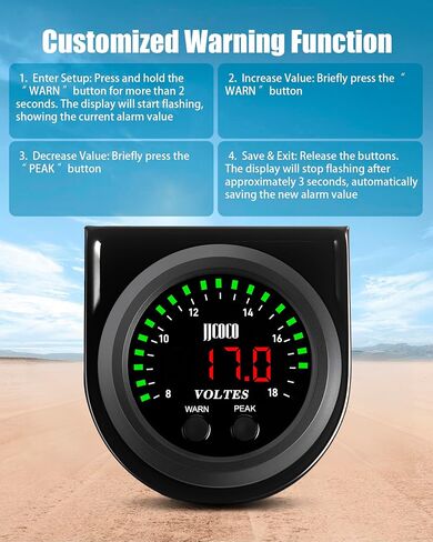 8 ~ 18V Voltmeter Gauge Digital Volt Gauge 12V/24V DC LED مجموعة عداد الجهد مع قوس التثبيت لسيارات سيارة السيارة 2-1/16 "52 ملم in Kuwait