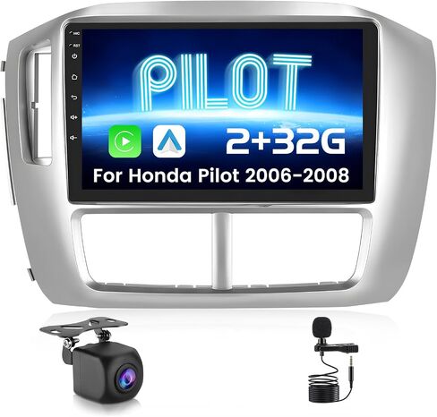 Roinvou 2+64G Android CarPlay Stereo لـ 2006-2008 Honda Pilot، مشغل CarPlay لاسلكي مدمج مع Android Auto، شاشة لمس 9 بوصة مدمجة في لوحة القيادة GPS تدعم وصلة المرآة BT FM RDS AHD in Saudi Arabia