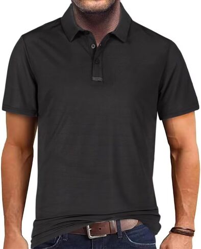 Mens Polo Shirt Short Sleeve Sports T-Shirt Button Basic Athletic Golf Polos for Men in Saudi Arabia