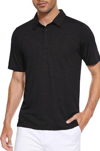 Mens Polo Shirt Short Sleeve Sports T-Shirt Button Basic Athletic Golf Polos for Men in Saudi Arabia