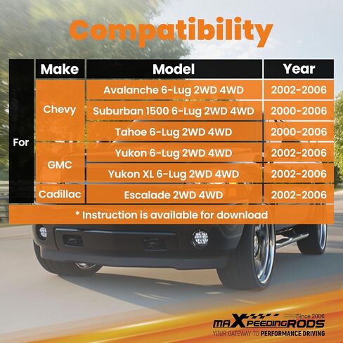 maXpeedingrods 1-3" Front & 2" Rear Leveling Lift Kit for 2000-2006 Chevy Avalanche Tahoe Suburban Yukon Escalade 6-Lug Truck, Front Rear Shock Extenders, Gray in Saudi Arabia