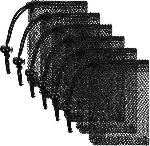 6 Pcs Small Mesh Bags, Mesh Drawstring Bags Beach Drawstring Bag Black Pouch for Traveling 6 X 4 Inches Small Net Bag with Cord Lock Closure Durable Nylon Net Pouches for Beach Games in Saudi Arabia