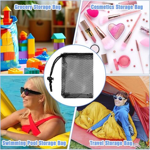 6 Pcs Small Mesh Bags, Mesh Drawstring Bags Beach Drawstring Bag Black Pouch for Traveling 6 X 4 Inches Small Net Bag with Cord Lock Closure Durable Nylon Net Pouches for Beach Games in Saudi Arabia