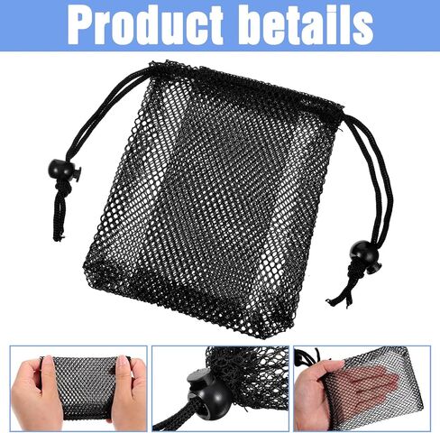 6 Pcs Small Mesh Bags, Mesh Drawstring Bags Beach Drawstring Bag Black Pouch for Traveling 6 X 4 Inches Small Net Bag with Cord Lock Closure Durable Nylon Net Pouches for Beach Games in Saudi Arabia