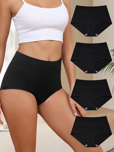 Plus Size High Waist Women's Cotton Underwear Soft Comfortable Panties Stretchy Women's Full Coverage Panties Pcs 0XL-4XL in Saudi Arabia