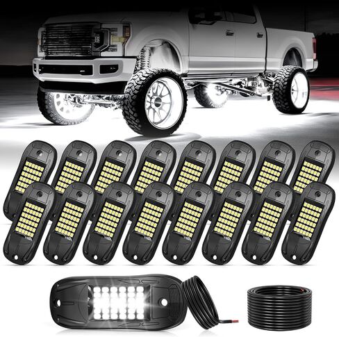 25 Pods 6500k White Rock Lights, IP68 Waterproof 36 LEDs SMD Chips Underglow Kit for Truck Pickup SUV UTV ATV RZR Car Boats in Saudi Arabia