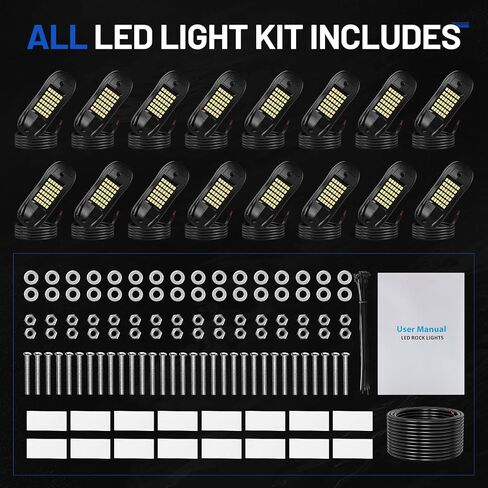 25 Pods 6500k White Rock Lights, IP68 Waterproof 36 LEDs SMD Chips Underglow Kit for Truck Pickup SUV UTV ATV RZR Car Boats in Saudi Arabia
