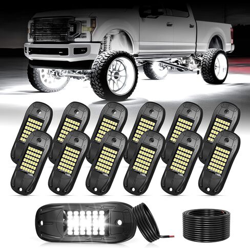 25 Pods 6500k White Rock Lights, IP68 Waterproof 36 LEDs SMD Chips Underglow Kit for Truck Pickup SUV UTV ATV RZR Car Boats in Saudi Arabia
