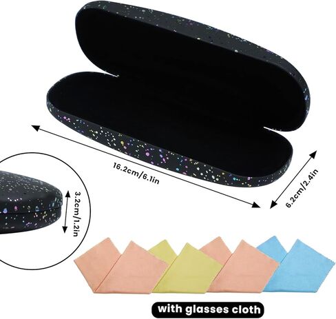 4 PCS Eyeglass Case قشرة صلبة ، وحالات النظارات الشمسية ، وحالة النظارات الصلبة للنساء ، وحالات الحماية اللامعة للنظارات الشمسية ، وحالة النظارات مع تنظيف قطعة قماش للنساء (أسود ، وردي ، أزرق ، أبيض) in Kuwait