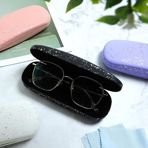 4 PCS Eyeglass Case قشرة صلبة ، وحالات النظارات الشمسية ، وحالة النظارات الصلبة للنساء ، وحالات الحماية اللامعة للنظارات الشمسية ، وحالة النظارات مع تنظيف قطعة قماش للنساء (أسود ، وردي ، أزرق ، أبيض) in Kuwait