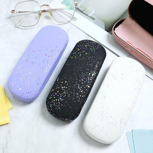 4 PCS Eyeglass Case قشرة صلبة ، وحالات النظارات الشمسية ، وحالة النظارات الصلبة للنساء ، وحالات الحماية اللامعة للنظارات الشمسية ، وحالة النظارات مع تنظيف قطعة قماش للنساء (أسود ، وردي ، أزرق ، أبيض) in Kuwait
