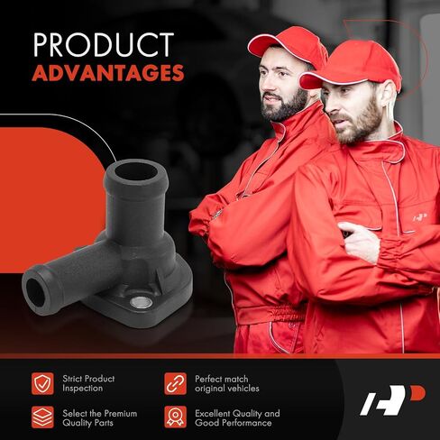 A-Premium Engine Coolant Thermostat Housing Water Outlet [with Seal, 90° Angle] Compatible with Audi & Volkswagen - 80 1988-1990, 90 1988, 4000, Corrado, Quantum, Rabbit, Rabbit Pickup - Rear Side in Saudi Arabia