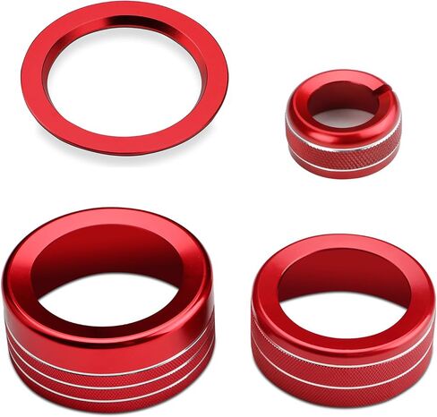 حلقة غطاء مقبض تبديل وضع القيادة من auovo متوافقة مع ملحقات Toyota Tundra 2022-2024 Sequoia Volume Knob Ring من سبائك الألومنيوم غطاء مقبض وحدة التحكم المركزية (شاشة 8 بوصة) (مجموعة قطعتين، أحمر) in Saudi Arabia