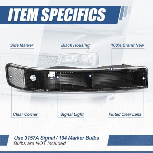 Factory Style Front Bumper Lights Compatible with Chevy Express GMC Savana 1500 2500 3500 4500 2003-2024, Driver and Passenger Side, Smoked Lens Clear Corner in Saudi Arabia