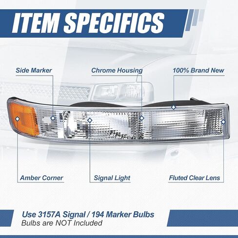 مصابيح مصنع المصد الأمامية الأمامية متوافقة مع Chevy Express GMC Savana 1500 2500 3500 4500 2003-2024 ، سائق وراكب ، عدسة مدخنة صافية in Kuwait