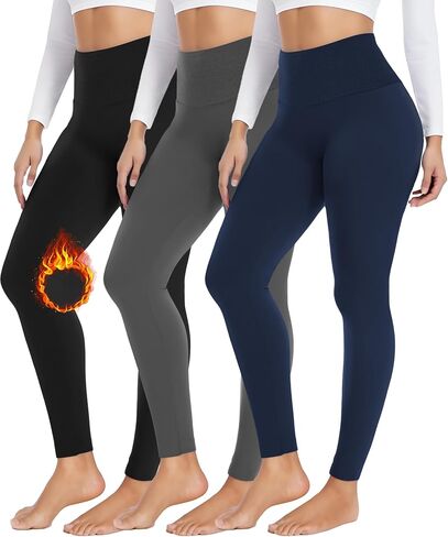 Fullsoft 3 Pack Fleece مبطن طماق نساء عالي الخصر تمرين الشتاء السراويل اليوغا الحرارية الدافئة in Kuwait