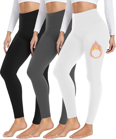 Fullsoft 3 Pack Fleece مبطن طماق نساء عالي الخصر تمرين الشتاء السراويل اليوغا الحرارية الدافئة in Kuwait