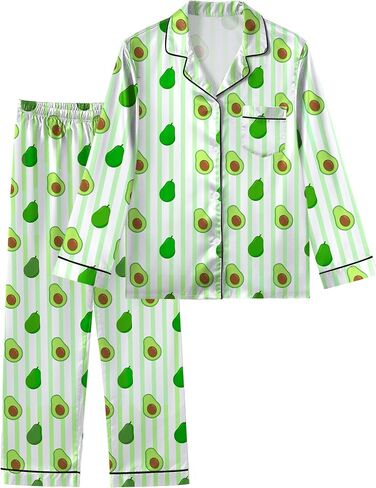 Nidoul Girls Pajamas Satin Pajama set Silky Bow PJS Long Sleeve Button Down Down Sleepwear Loungwear Mets for Big Kids 7-14y in Kuwait