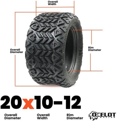 Ocelot P3026 20x10-12 Golf Cart Tires Rugged 4-Ply Multi-Terrain Tire with Superior Traction and Mud-Resistant Self-Cleaning Tread Design for Long-Lasting Performance on Any Road in Saudi Arabia