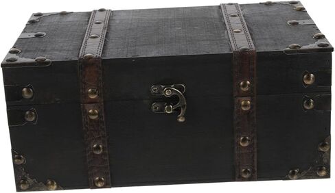 Vintage Treasure Chest Decorative Jewelry Storage Case with Latch Lock Retro Keepsake Box for and Home Decor Classic Wood Trinket Organizer in Saudi Arabia