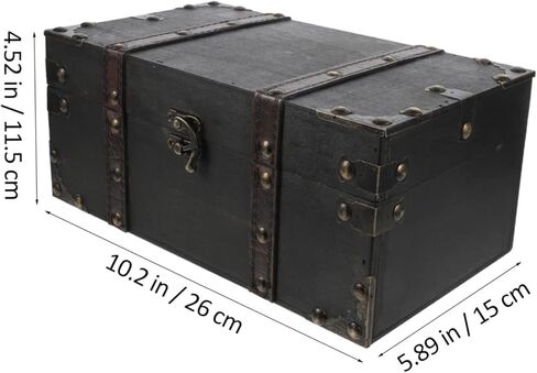 Vintage Treasure Chest Decorative Jewelry Storage Case with Latch Lock Retro Keepsake Box for and Home Decor Classic Wood Trinket Organizer in Saudi Arabia