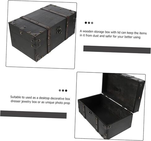 Vintage Treasure Chest Decorative Jewelry Storage Case with Latch Lock Retro Keepsake Box for and Home Decor Classic Wood Trinket Organizer in Saudi Arabia