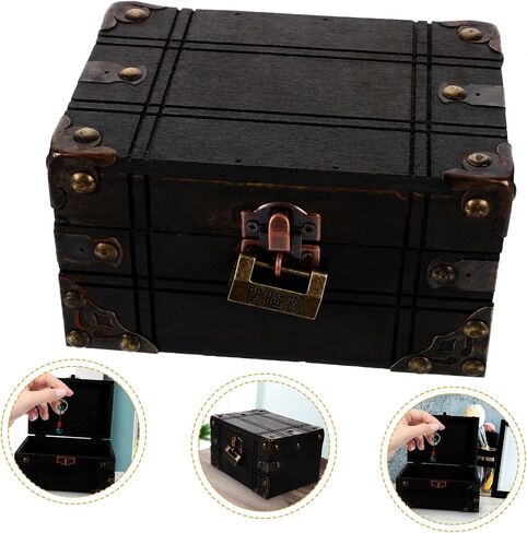 VALICLUD Vintage Wooden Trinket Chest Storage Box for Jewelry and Keepsakes Elegant Decorative Organizer for Bedroom Living Room and Shop Classic Design with Structure in Saudi Arabia