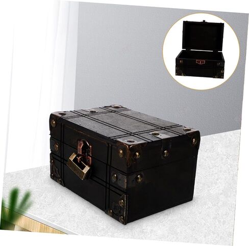 VALICLUD Vintage Wooden Trinket Chest Storage Box for Jewelry and Keepsakes Elegant Decorative Organizer for Bedroom Living Room and Shop Classic Design with Structure in Saudi Arabia