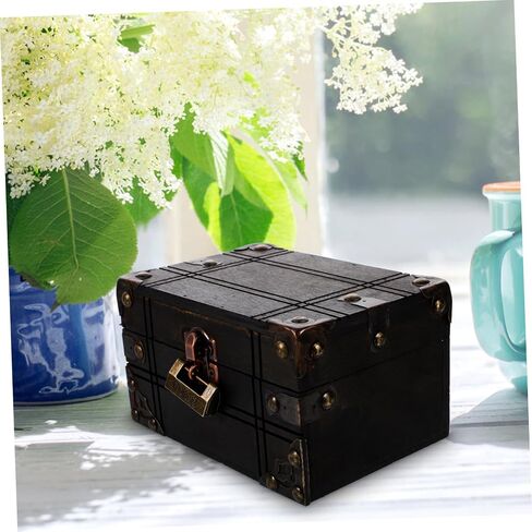 VALICLUD Vintage Wooden Trinket Chest Storage Box for Jewelry and Keepsakes Elegant Decorative Organizer for Bedroom Living Room and Shop Classic Design with Structure in Saudi Arabia