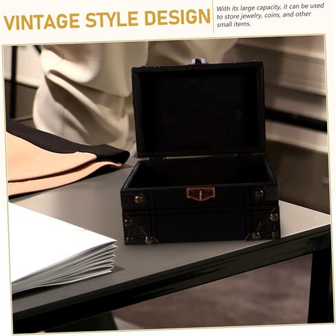 VALICLUD Vintage Wooden Trinket Chest Storage Box for Jewelry and Keepsakes Elegant Decorative Organizer for Bedroom Living Room and Shop Classic Design with Structure in Saudi Arabia
