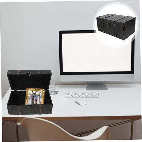 Cabilock Vintage Treasure Chest Box Box Retro تصميم خفيف الوزن مع قفل مزلاج لتنظيم المجوهرات إعطاء الدعائم التصوير الفوتوغرافي الكلاسيكية in Saudi Arabia