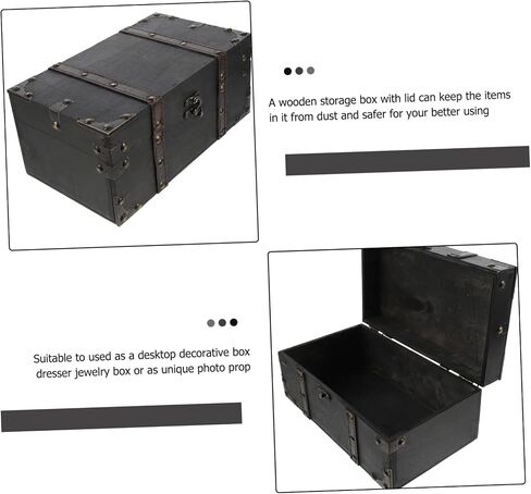 Cabilock Vintage Treasure Chest Box Box Retro تصميم خفيف الوزن مع قفل مزلاج لتنظيم المجوهرات إعطاء الدعائم التصوير الفوتوغرافي الكلاسيكية in Saudi Arabia