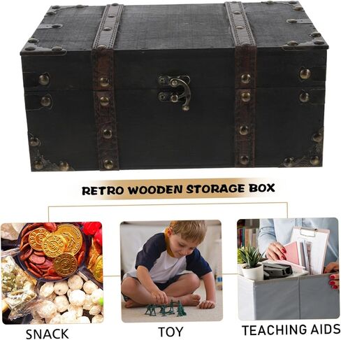 Cabilock Vintage Treasure Chest Box Box Retro تصميم خفيف الوزن مع قفل مزلاج لتنظيم المجوهرات إعطاء الدعائم التصوير الفوتوغرافي الكلاسيكية in Saudi Arabia