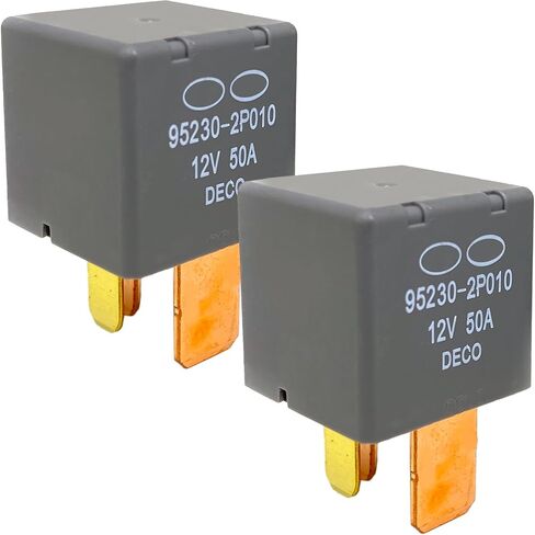 2-Pack 95230-2P010 Relay 12V 50A 4-Pin SPST - Compatible with Hyundai Santa Fe/Kia Sorento (2014-2020) - Fixes Fuel Pump, Cooling Fan & P0230/P0699 Errors in Saudi Arabia