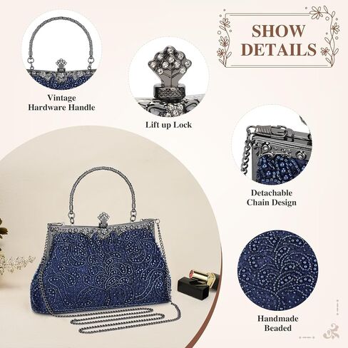 UBORSE 1920s Vintage Beaded Clutch Evening Bags for Women Formal Bridal Wedding Clutch Purse Prom Cocktail Party Handbags in Saudi Arabia