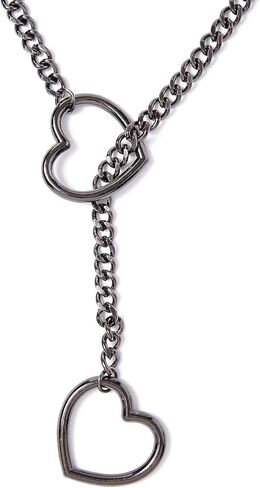 Heart Slip Chain Necklaces for Women,Stainless Steel Adjustable Lariat Heart Y-Necklace,Punk Gothic Cuban Collar Choker Necklace for women in Kuwait