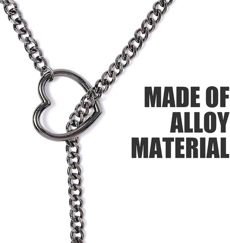 Heart Slip Chain Necklaces for Women,Stainless Steel Adjustable Lariat Heart Y-Necklace,Punk Gothic Cuban Collar Choker Necklace for women in Kuwait